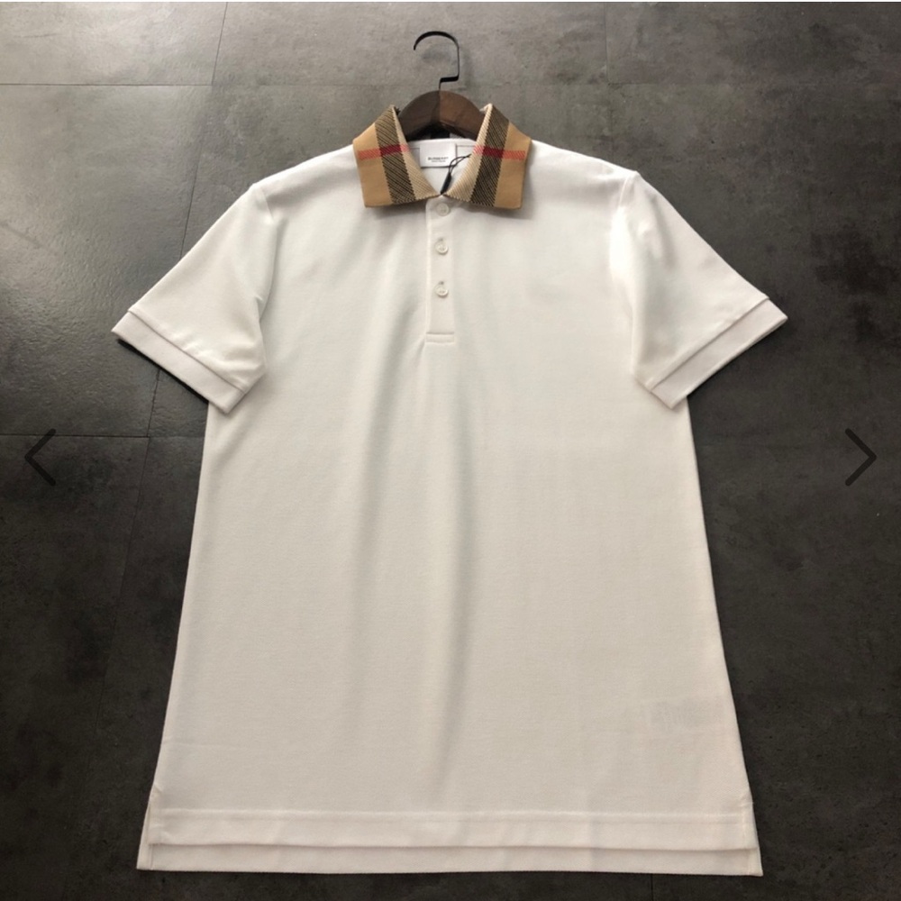 Burberry White Polo with Checkered Collar